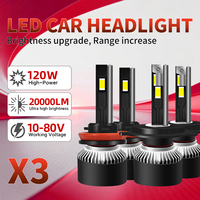 Ampoule de phare LED 10-80V pour camion et voiture, 12000lm 120W, haute puissance, design tout-en-un, H4 H7 H1 H11 9005 9006, feux antibrouillard Canbus