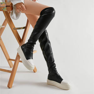 2022 hiver femmes cuissardes bottes <span class=keywords><strong>grande</strong></span> <span class=keywords><strong>taille</strong></span> <span class=keywords><strong>44</strong></span> haute élasticité femmes au-dessus du genou chaussettes plates bottes - Product Image 2