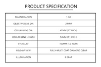 Lunette de chasse Vector Optics Continental 1-6x24 en alliage d'aluminium avec revêtement FMC, point central lumineux et système optique allemand
