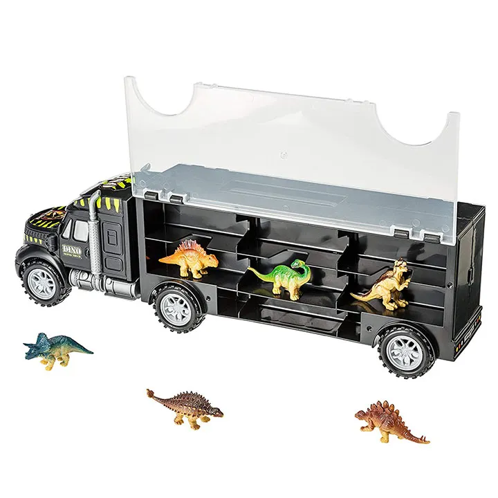 16" Tractor Trailer Dinosaur Transport Carrier Tuck Car Toy With 6 Mini DinosaursToys