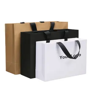 Bolsas de papel pequeñas y grandes de lujo con tu logotipo, Logo impreso personalizado, el mejor precio, venta al por mayor