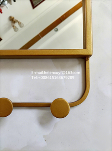 <span class=keywords><strong>Espejo</strong></span> de Baño Moderno con Marco de Metal Dorado y Estante, 40x60 cm - Product Image 4
