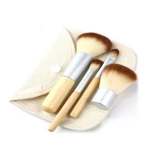 批发私人标签4件化妆竹子笔刷设置自定义化妆刷