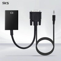 Adaptador HDMI Hembra a VGA Macho con Audio, Carcasa de ABS, Cable Convertidor de Video para Laptop, PC, TV, Proyector