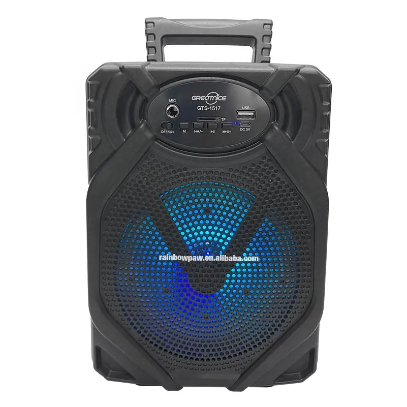 Kts Gts-1517 Pesta Portabel 6.5 Inci Speaker Karaoke Bt Luar Ruangan Nirkabel dengan Mikrofon Berkabel Radio Fm Tws Pemutar Musik Mp3 Usb