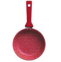 Poêle à frire antiadhésive en granit rouge, poêle en aluminium avec poignée en silicone résistante à la chaleur, compatible induction