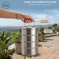 Nouvelle boîte à bento portable en acier inoxydable empilable à plus de 3 niveaux, isotherme, anti-fuite, compatible micro-ondes, pour le déjeuner quotidien des employés de bureau