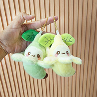 Porte-clés en peluche banane pelée Kawaii avec décoration feuille, mignon dessin animé, citron vert, jouet en peluche doux, breloque de sac, porte-clés