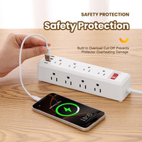 Rallonge électrique de style américain standard US avec protection contre les surcharges, 110V, câble de 2 mètres pour les États-Unis, le Canada et Shopee