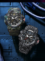 SMAEL 8008 Montre Électronique Camouflage Sport Tactique Extérieur Alarme Digitale pour Collégiens Nage