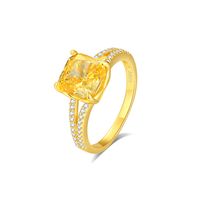Cincin Fashion Berlapis Emas 18K Moyu Desain Baru Zirkon Putih Potongan Bunga Es Kuning Angsa Tua