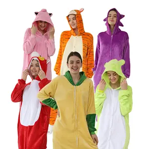 Hotselling kuguromi pijama dinosaurio dikiş özel Pajama kapşonlu Kigurumi Women to kadın erkek pazen polar hayvan Pijama