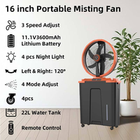 Ventilador de Niebla de Agua Solar de 16 Pulgadas con Panel Solar, Luz LED, Tanque de Agua de 22L, Ventilador Recargable con Control Remoto para Enfriamiento en Exteriores y Hogar