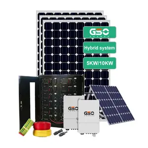 5kw 10kw Thuis Off Grid Hybride Solar Kit Zonne-Energie Opslagsysteem Generator Met Lithium Batterij