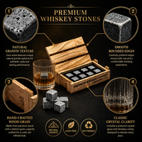 Pierres à whisky en granit en gros, ensemble de pierres à whisky en marbre dans une boîte en bois pour whisky, vodka, tequila - Usine Shunstone