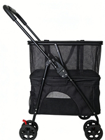 Poussette pour animaux de compagnie multifonctionnelle à 4 roues métalliques, durable, imperméable, confortable, double couche, pliable et réglable, directement de l'usine