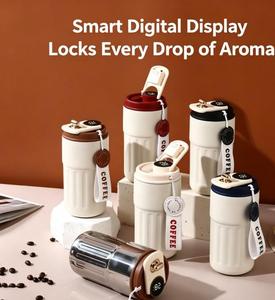 Smart Digital Display <b>Coffee</b> Tumbler Stainless Steel Vacuum <b>Flask</b> With Temperature Reading Travel Mug Minimalist Design - Product Image 1
