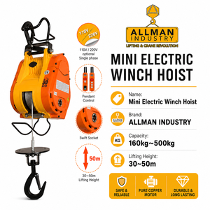 <span class=keywords><strong>ALLMAN</strong></span> CE - Mini Cabrestante Eléctrico de 500 KG a Precio Económico, 220V, para Granja - Product Image 1