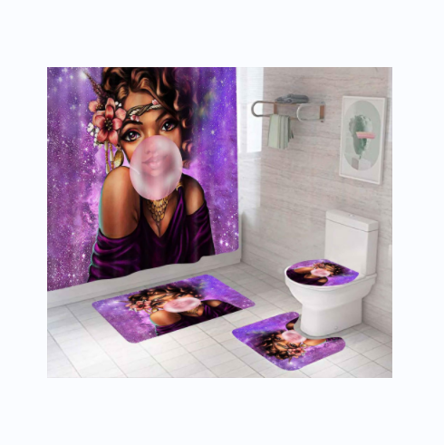 Высококачественная забавная занавеска для душа в ванную комнату фиолетового и черного цвета