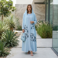 Nouvel ensemble Abaya Maxi Modeste à Ouverture Frontale 2026 pour Femmes Musulmanes avec Imprimé Floral Léger et Infroissable, et Hijab Assorti