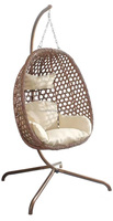 Fauteuil suspendu d'extérieur en forme d'œuf au design contemporain avec structure métallique durable et de haute qualité, coussin imperméable et rotin PE