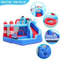 Château gonflable de jeu de piscine à balles personnalisé Doctor Dolphin, château gonflable pour enfants, toboggan, maison gonflable, tissu Oxford 420D+840D 3