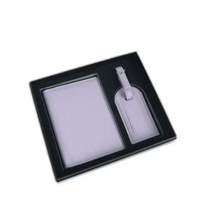 Juego de Regalo de Porta Pasaportes de Cuero PU Hecho a Mano con Logotipo Personalizado en Relieve y Etiqueta para Equipaje, Diseño Moderno, Caja de Regalo para Viajes Familiares - Product Image 6