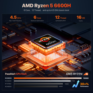 Se Aceptan Pedidos Personalizados, Mini PC para Juegos 5 6600H DDR5 NVMe SSD WiFi 6 Doble LAN 4K, Computadora de Escritorio WO4-6600H Hexa Core AMD Ryzen 5 - Product Image 5