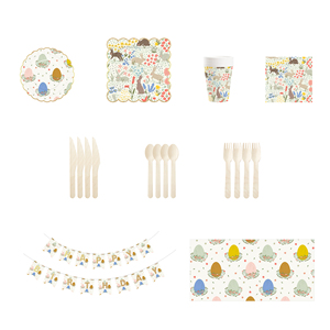 DAMAI Artículos para Fiestas de Cumpleaños Infantiles de Pascua, Servilletas de Papel Desechables con Diseño de Huevos de Pascua, Forma Redonda, Vasos y Platos - Product Image 5