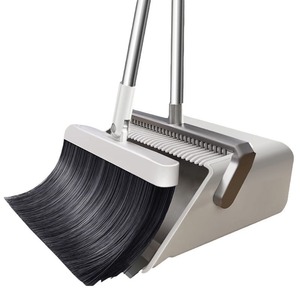 Broom And Dustpan Set Steel Broomstick Plastic Dustpan 2 In 1 Foldable Soft Bristle Household Cleaning Tool - Product Image 1