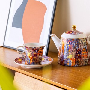 Service à thé en céramique - Théière florale en mosaïque avec 4 tasses et soucoupes - Product Image 3