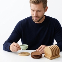 Sous-verres en bambou personnalisés en gros, design classique, bords arrondis, respectueux de l'environnement, pour table