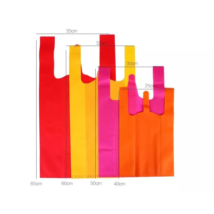 Eco friendly biodegradable non woven vest bag t-shirt shopping packing bags