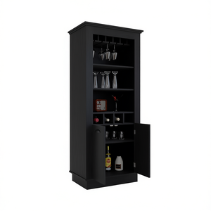Elegante Mueble Bar Gale de Madera Negra, Diseño Moderno, Unidad de Almacenamiento Duradera para el Hogar con Estantes para Botellas y Vasos - Product Image 1