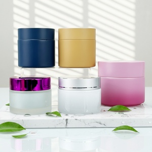 Premium Cosmetic Glass Cream Jar Frosted Clear10g 20g 30g 50g 100g Silk-screen logo Empty Clean Face Cream Jar with Aluminum Cap - Product Image 1