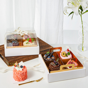 9 Holes Cup Cake Box With Clear PVC Window Wedding Party Cake Dessert Donut Box for Cake Packaging