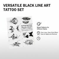 Autocollants de tatouage temporaire adhésifs personnalisables en vinyle imperméable, motif papillon noir et blanc, effet plume, sans douleur, art corporel réaliste