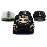 Gorra de Béisbol de Gamuza de 5 Paneles Calidad 100% Original Modelo Nuevo OEM ODM X El Mago Gorras de Béisbol Personalizadas Gorras con Barba Dorada