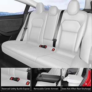(Pas pour la performance) Ensemble complet de siège intérieur en cuir Nappa Airbag noir <span class=keywords><strong>blanc</strong></span> rouge housse de siège de voiture pour Tesla modèle 3 2024 Highland - Product Image 3