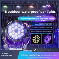 Projecteur de scène LED RGBW 18x IP65 étanche, 4-en-1, haute fidélité des couleurs CRI 90, contrôle DMX512, batterie rechargeable, pour mariages et bars