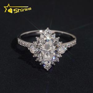 Hot Sale Fashion Design Pass Diamant Tester 925 Silber Oval Moissan ite Verlobung Ehering für Frauen - Product Image 1