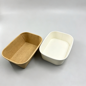 Bol en papier kraft rectangulaire de haute qualité, qualité alimentaire, avec couvercle, boîte à emporter jetable, logo personnalisé, directement de l'usine - Product Image 4
