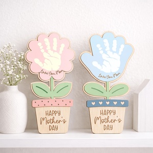 Plaque personnalisée DIY pour <span class=keywords><strong>la</strong></span> fête des mères avec empreinte <span class=keywords><strong>de</strong></span> main et nom, fleur artificielle, décoration <span class=keywords><strong>de</strong></span> table, style empreinte <span class=keywords><strong>de</strong></span> main - Product Image 3