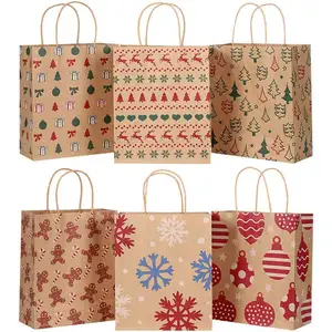 定制热卖圣诞礼品包装生态纸袋4 "X 6" 欧式圣诞生日纸板袋