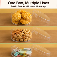 Boîte de rangement transparente en plastique PS de qualité alimentaire avec couvercle, pour bonbons, viande, biscuits, salades, épaisseur 1 mm, 100*53 mm, profil bas, capacité 250 ml