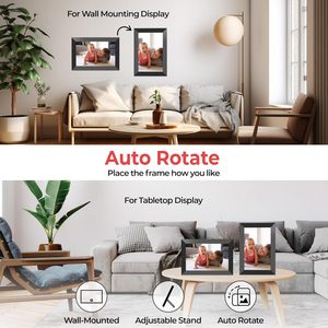 FRAMEO Cadre photo numérique intelligent à écran tactile IPS de 10.1 pouces intégré dans une mémoire de 32 Go pouvant être montée sur un mur Partager des <span class=keywords><strong>photos</strong></span> Vidéos - Product Image 5