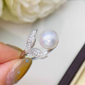 WENCHI 11714 10677 Accessoires DIY Support de bague en argent S925 avec perles rondes de 6-7 mm en pierre naturelle Panda Platine Matériau principal - Product Image 1