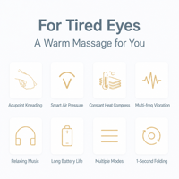 Masseur oculaire intelligent pliable avec lecture de musique Bluetooth, massage électrique par contact pour la zone des yeux à domicile