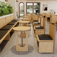 Ensemble de mobilier de café Wabi Sabi : banquette, table basse ronde et chaise individuelle pour salon de thé ou restaurant
