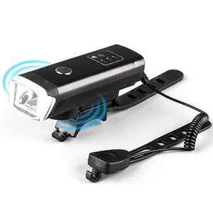 Lampu Stang Keselamatan Sepeda Multifungsi, Lampu Depan Klakson Fotosensitif Sensor Pintar USB Baterai Isi Ulang Setang Berkendara Malam
